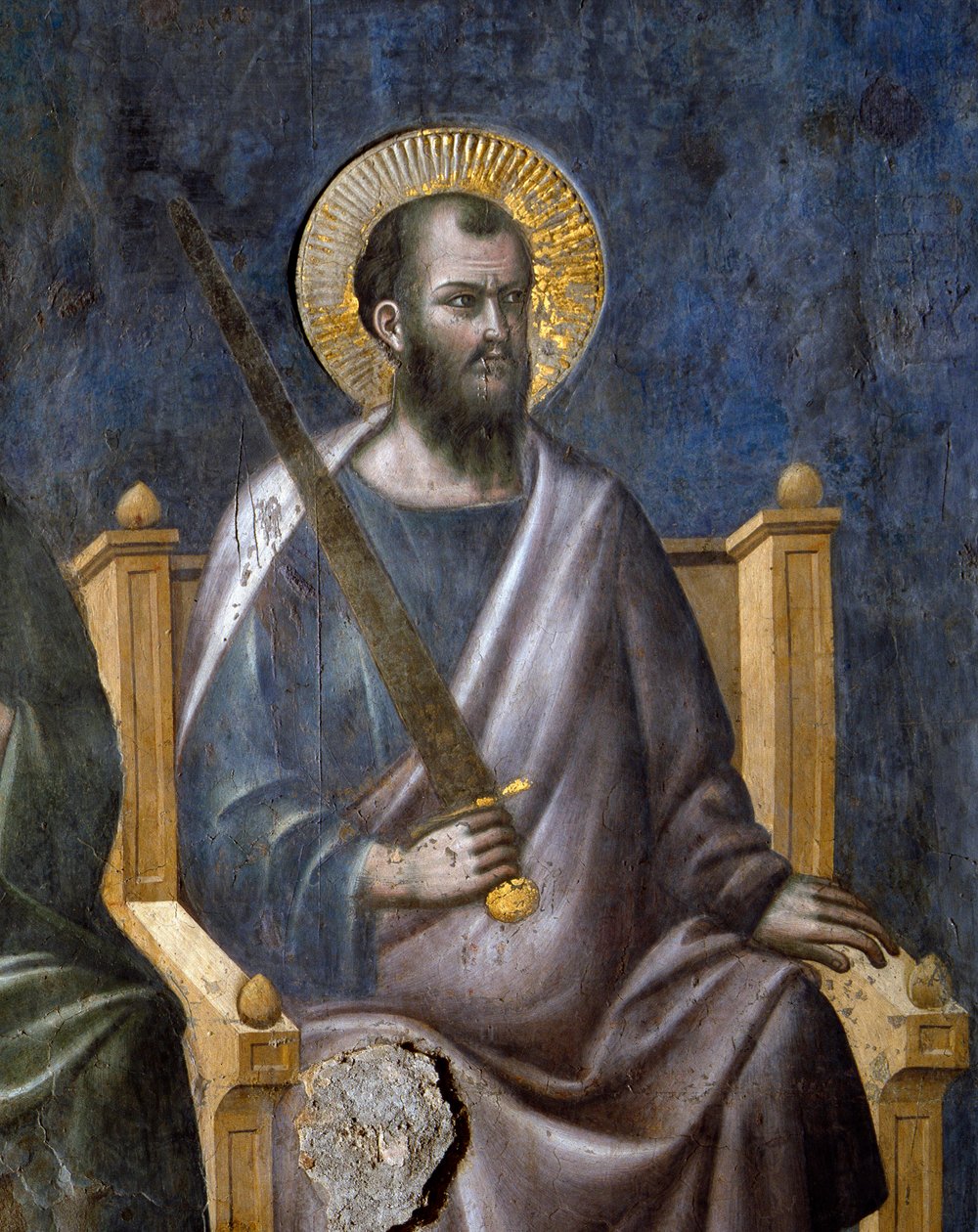 Poslední soud: Detail apoštola svatého Pavla (Freska od Pietro Cavallini