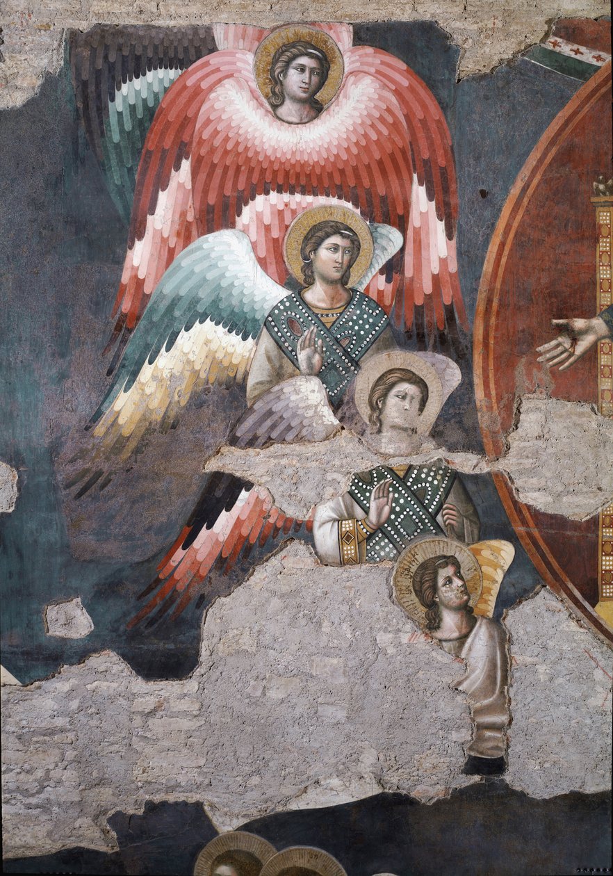 Poslední soud, detail andělů - Freska od Pietro Cavallini