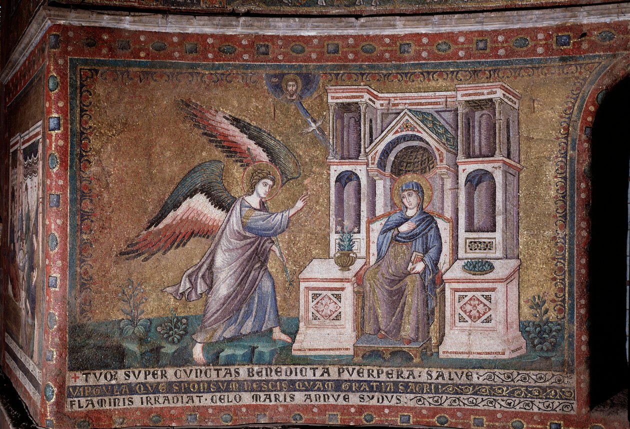 Mozaikové zvěstování apsidy Pietra Cavalliniho od Pietro Cavallini