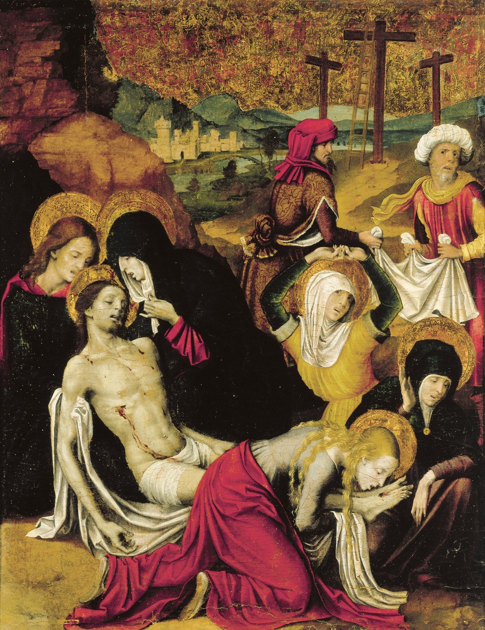 Depozice Krista neboli Pieta z Tangeru od Pietra Cavara (aktivní 1508-1538), tempera na panelu od Pietro Cavaro