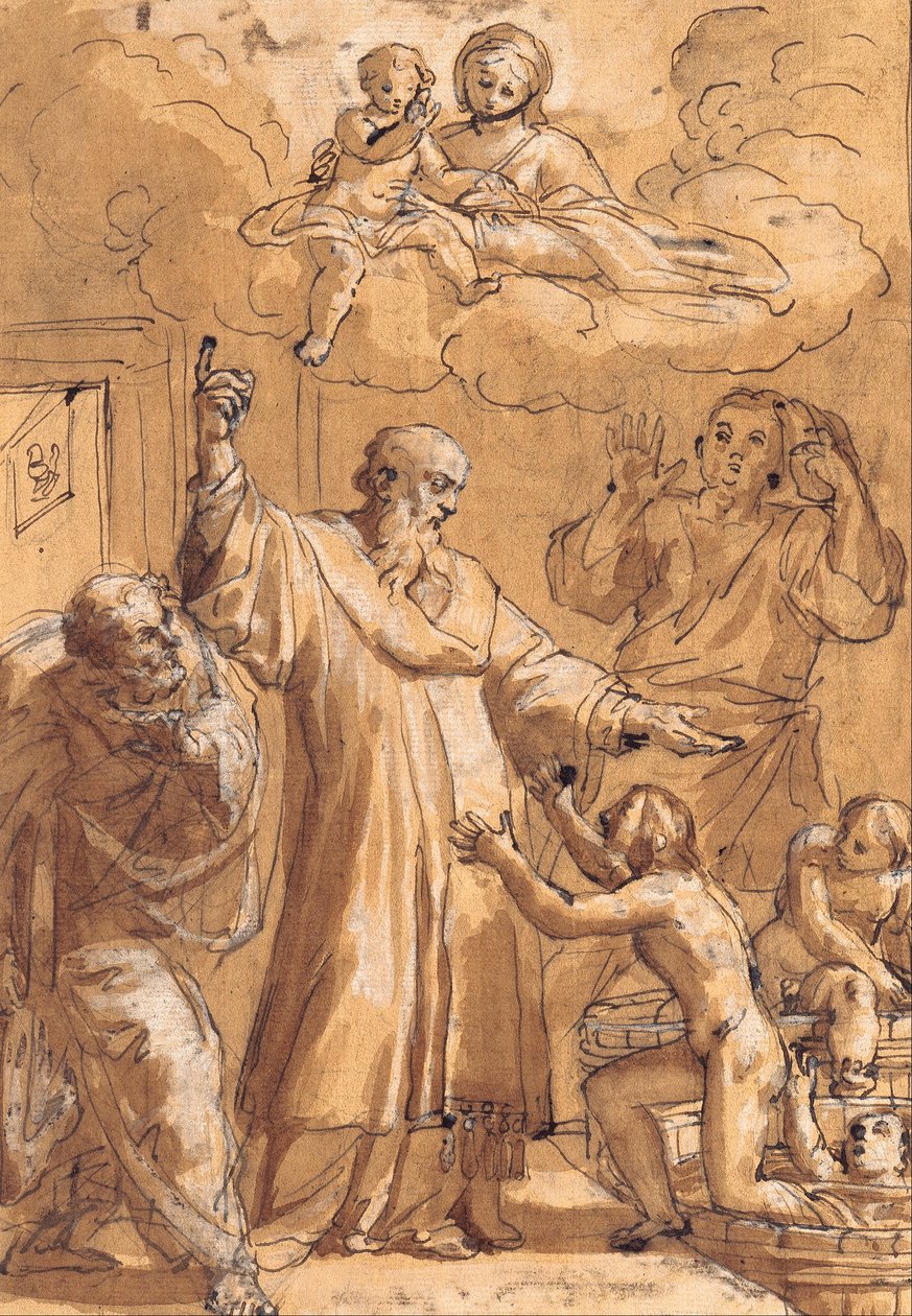Svatý Mikuláš z Bari probouzí tři děti od Pietro De’ Pietri