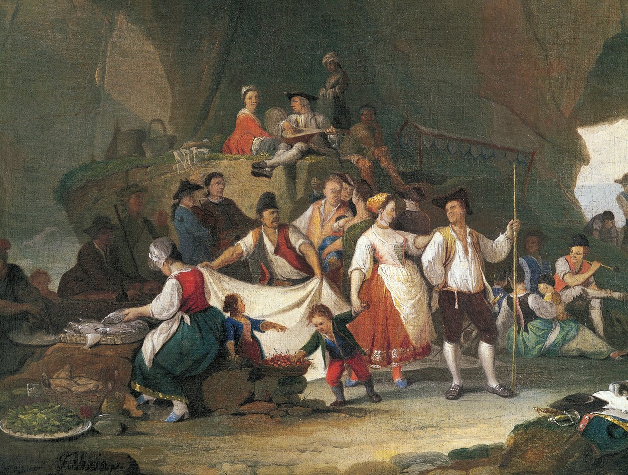 Snídaně u moře, Pietro Fabbris (1740-1792), detail od Pietro Fabris