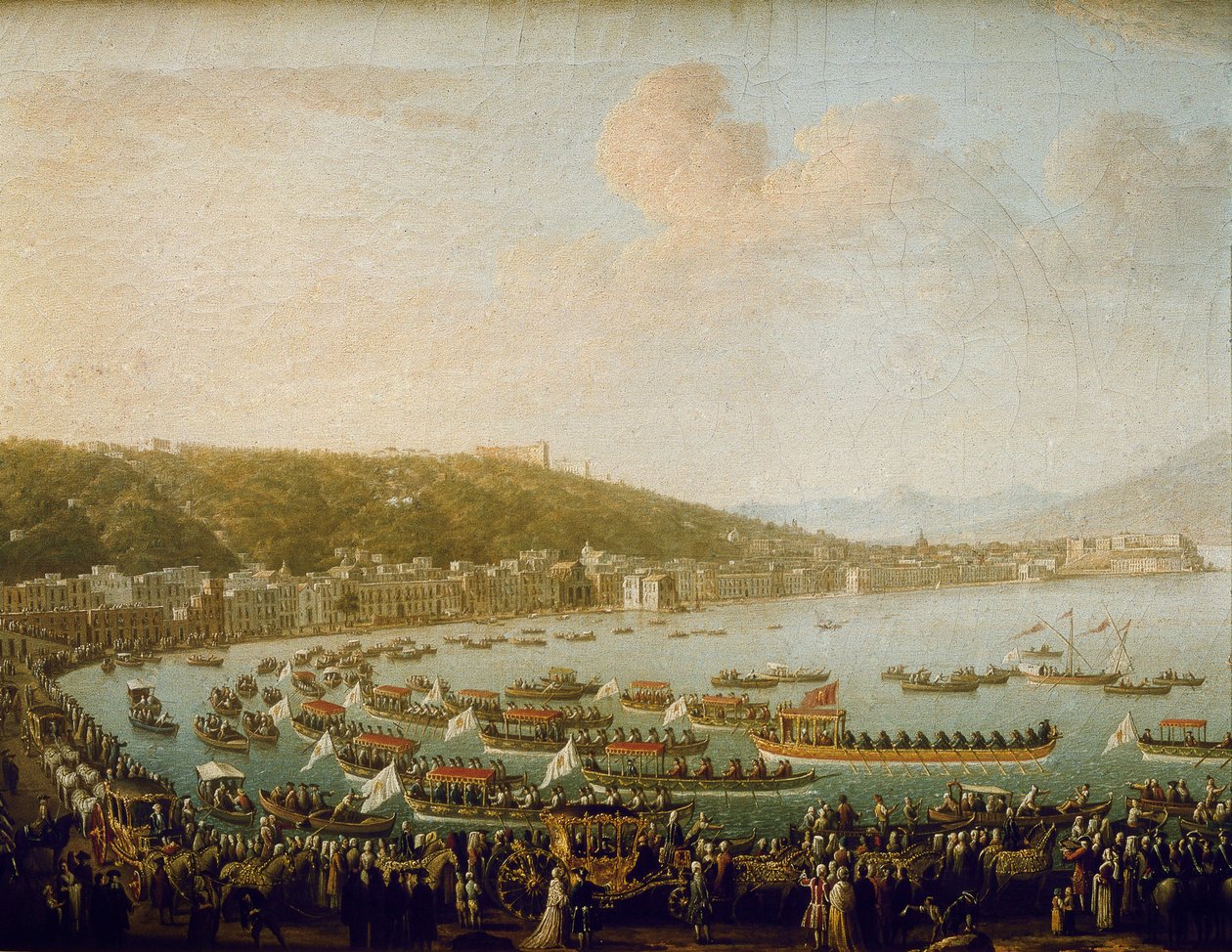 Odjezd Karla III Španělska (Carlos III) (1716-1788) z Neapolského zálivu (Itálie). Obraz Pietro Fabris (1756-1779), olej na plátně od Pietro Fabris