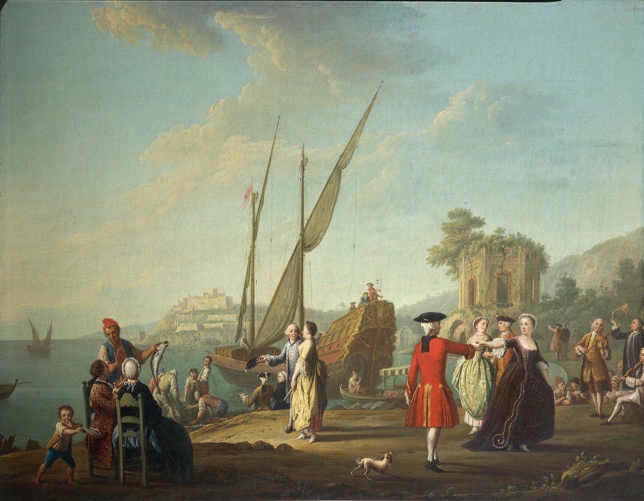 Menuet v Baia, dnes zlomek Bacoli (Neapol), v oblasti Campi Flegrei, Pietro Fabris od Pietro Fabris