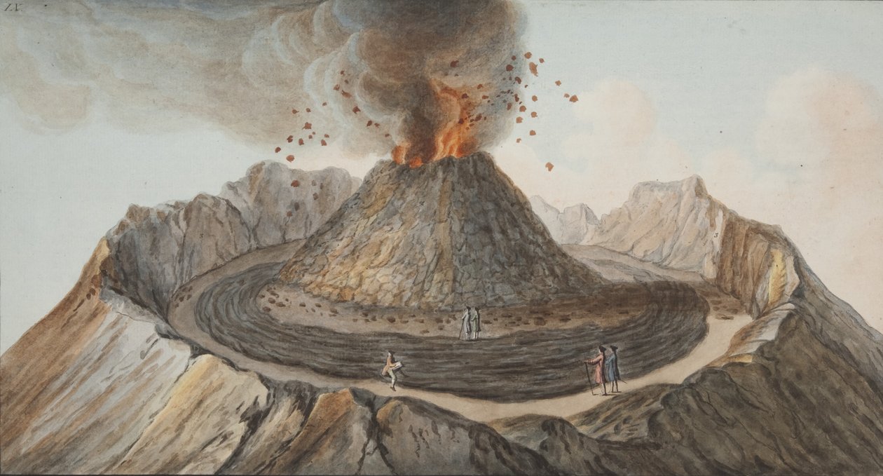 Deska IX z Campi Phlegraei: (ručně kolorovaná rytina), William Hamilton, 1776. od Pietro Fabris
