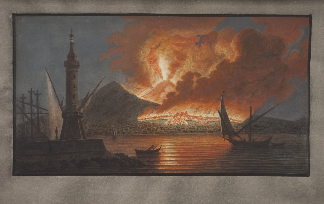 Deska VI z Campi Phlegraei: Pozorování sopek na obou Sicíliích od Williama Hamiltona, 1776 (čb na papíře) od Pietro Fabris