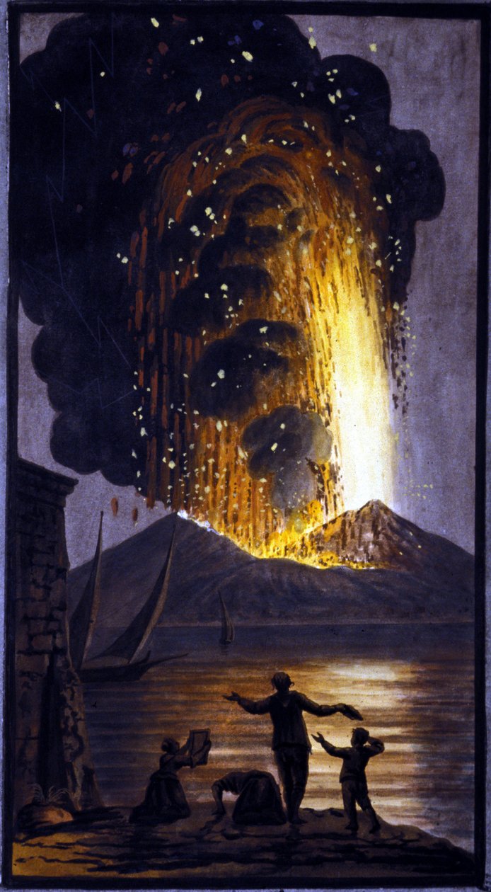 Erupce Vesuvu. Tento kvaš provedl Pierre Fabris na žádost sira Williama Hamiltona, anglického velvyslance v Neapoli.Bibl. Braidense, Milán. od Pietro Fabris