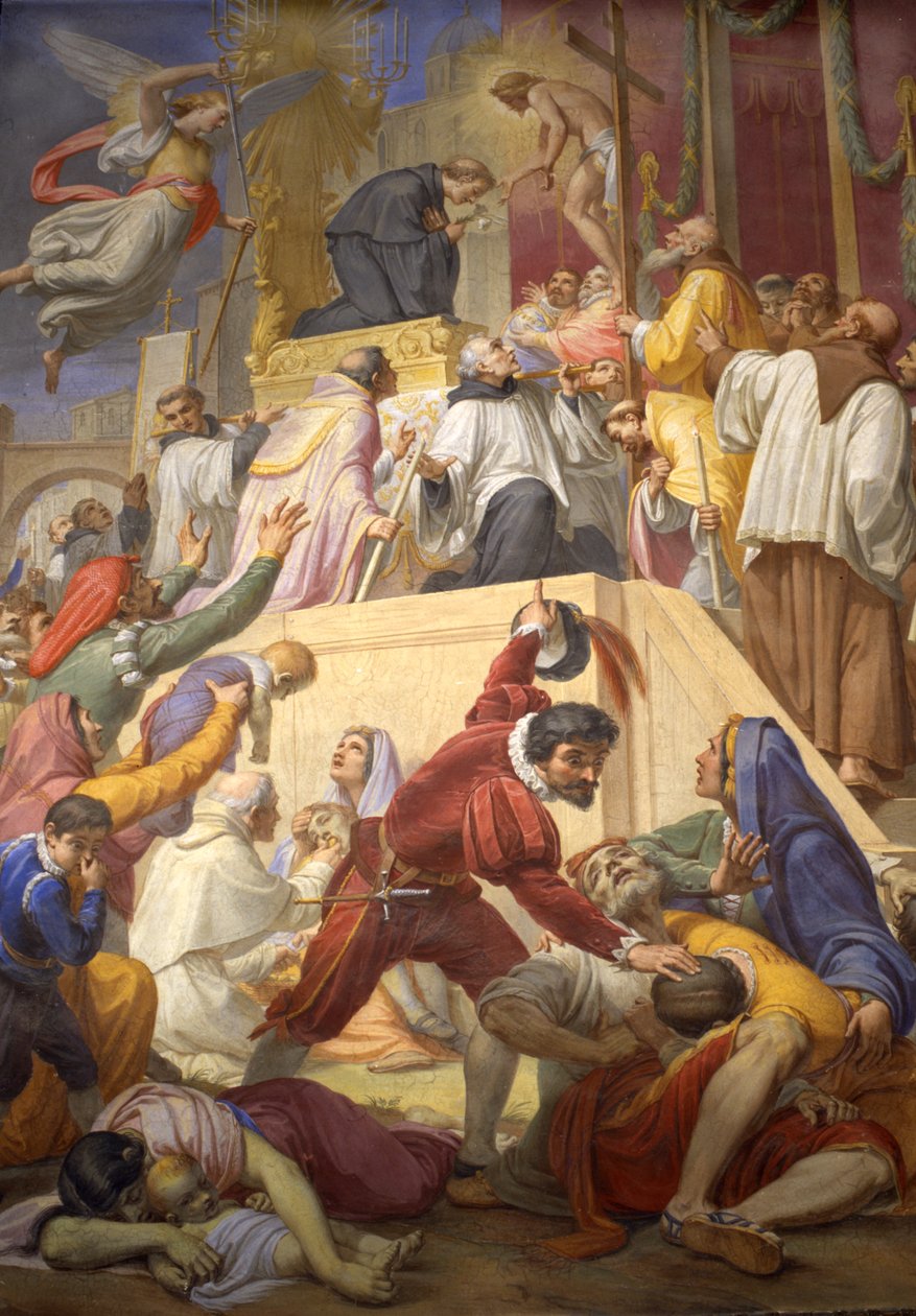 Zázrak svatého Mikuláše z Tolentina během moru Cordova, 1856-69 od Pietro Gagliardi