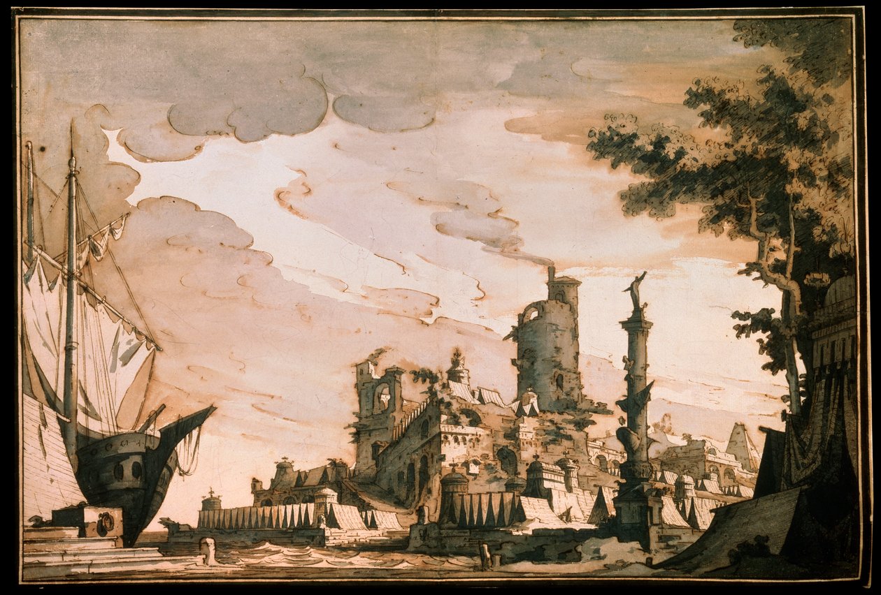 Sea Harbor, Scéna pro divadelní hru, 1818. od Pietro Gonzaga