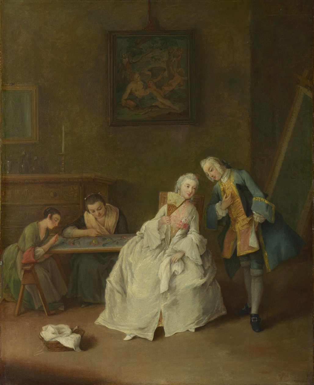 Dáma přijímající kavalíra, 1747-1755 od Pietro Longhi
