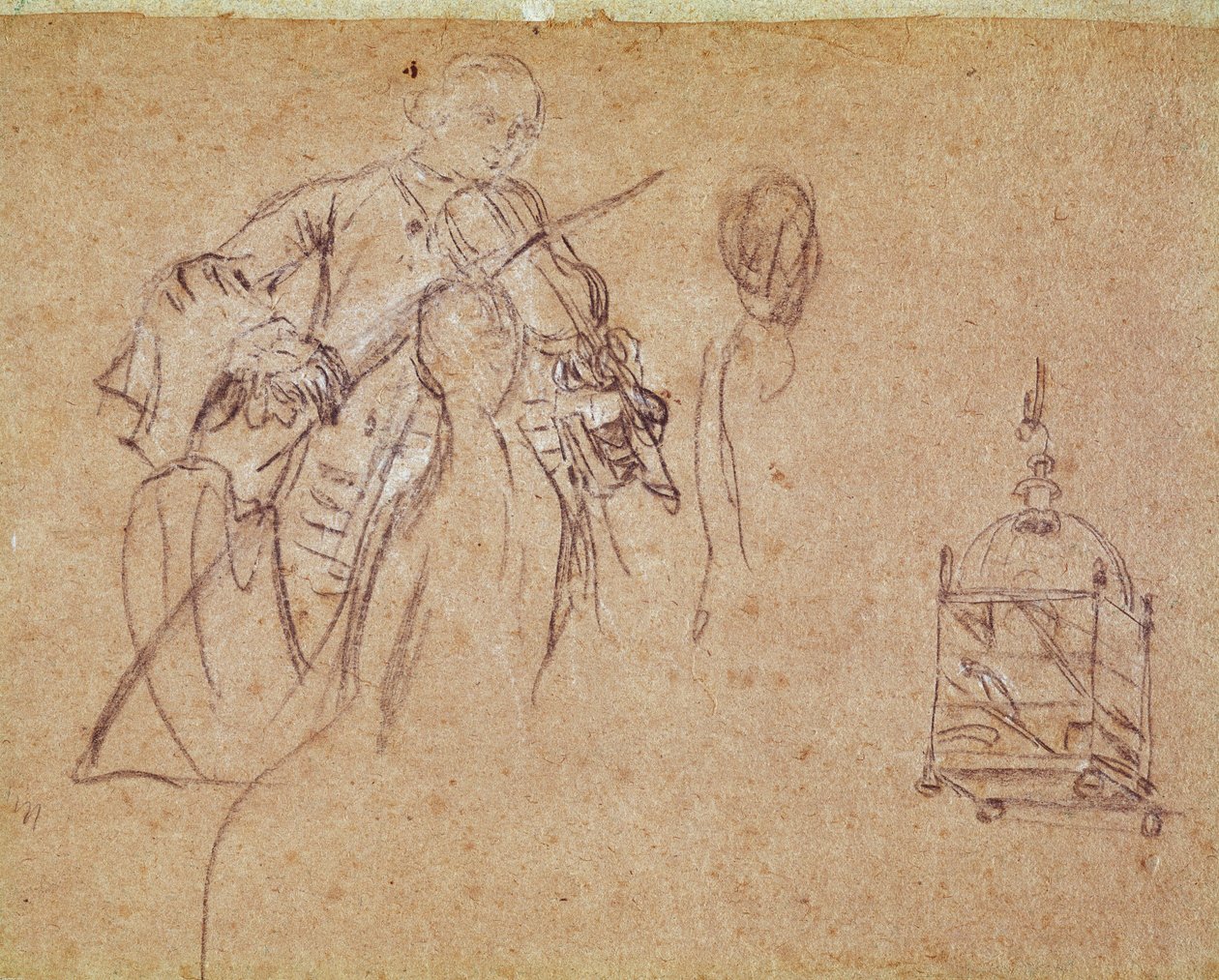 Houslista (Houslista) Kresba Pietra Longhiho (1702-1785) Benátky, Musee Correr od Pietro Longhi