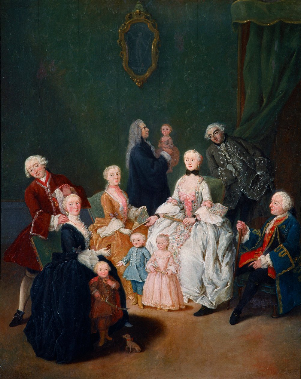 Rodinný portrét. Obraz Pietro Longhi (1702-1785) 1752 cca. Slunce. 62x50 cm Benátky, Ca