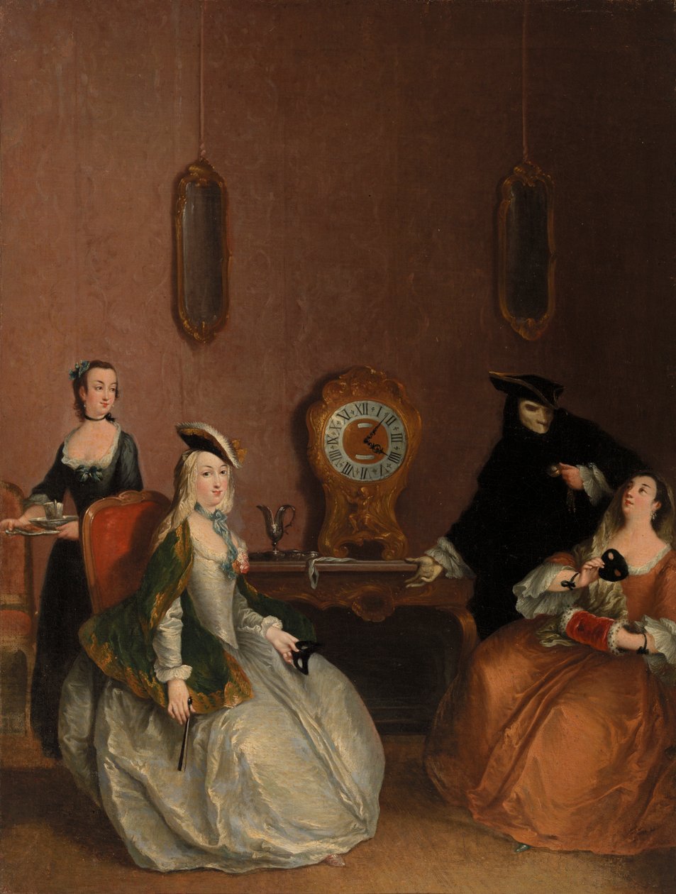 Scéna v interiéru - maskovaný večírek od Pietro Longhi