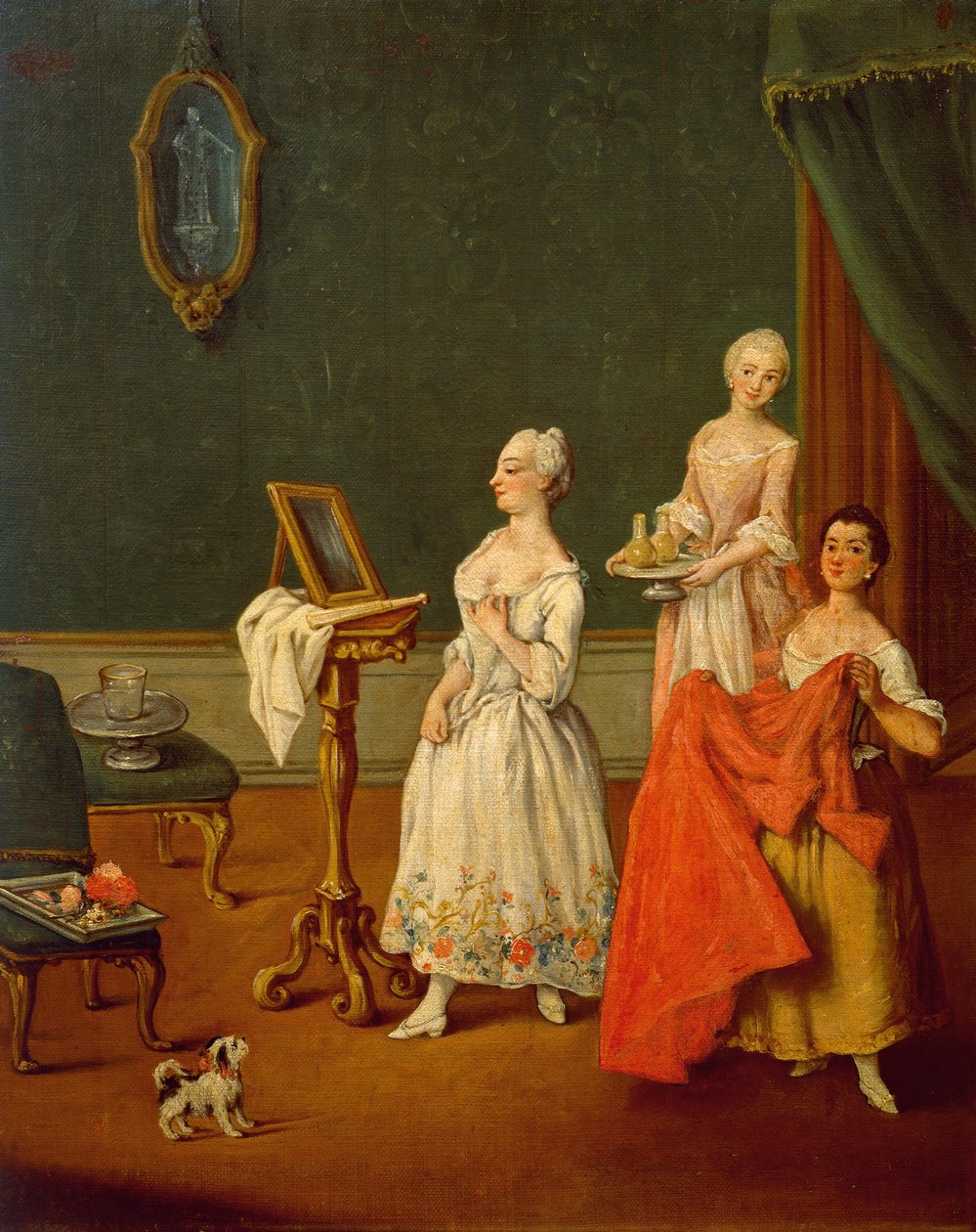 Lady At Her Toilette od Pietra Longhiho (1701-1785), olej na plátně, 61x50 cm od Pietro Longhi