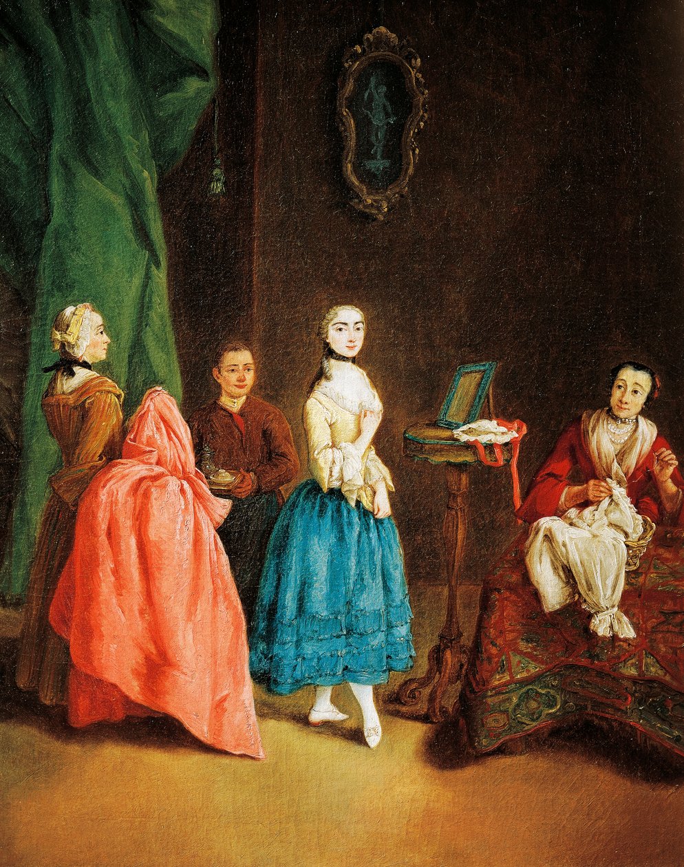 Dáma u švadleny, Pietro Longhi (1701-1785) od Pietro Longhi