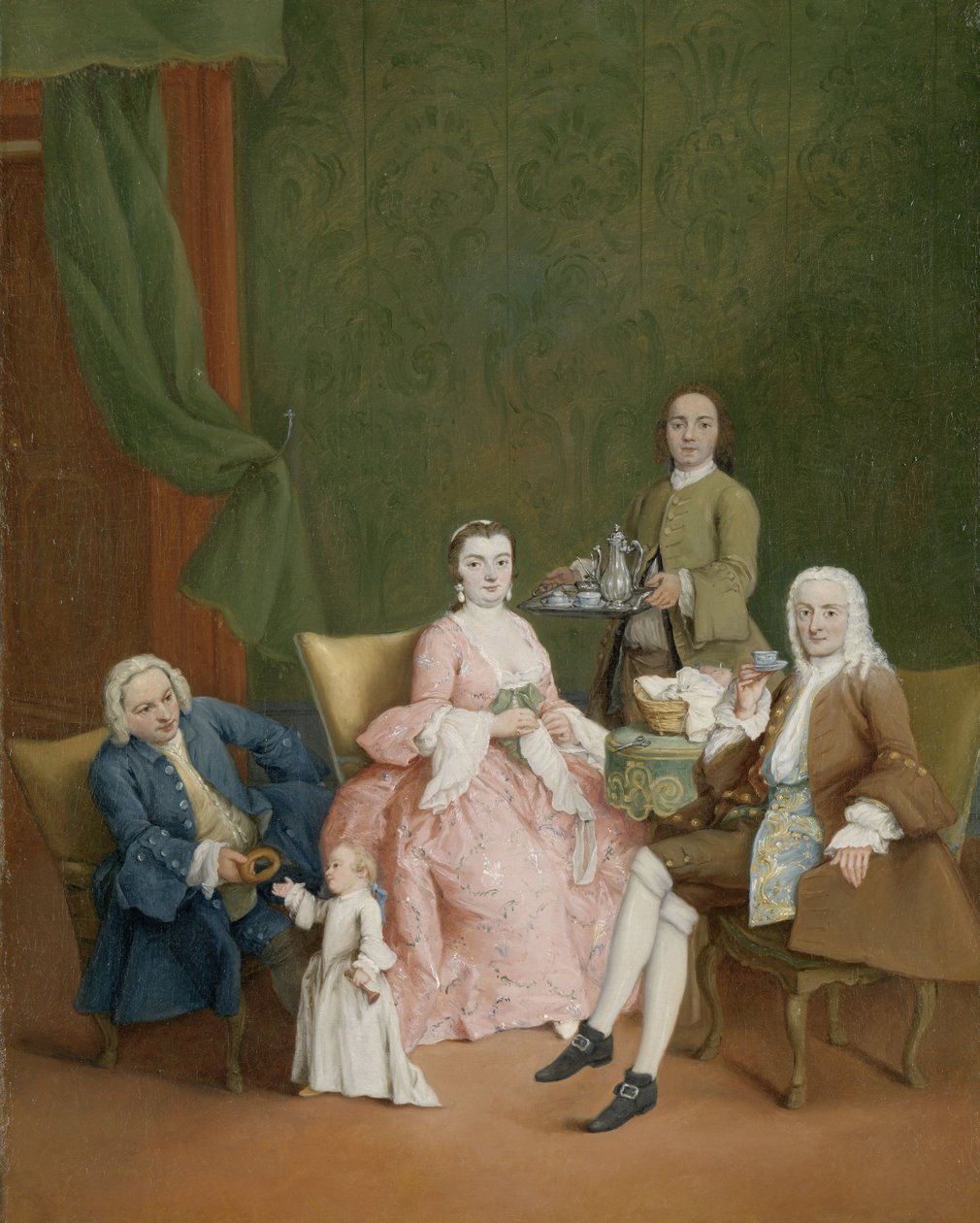 Portrét benátské rodiny se sluhou podávající kávu Portrét benátské rodiny se sluhou podávající kávu od Pietro Longhi