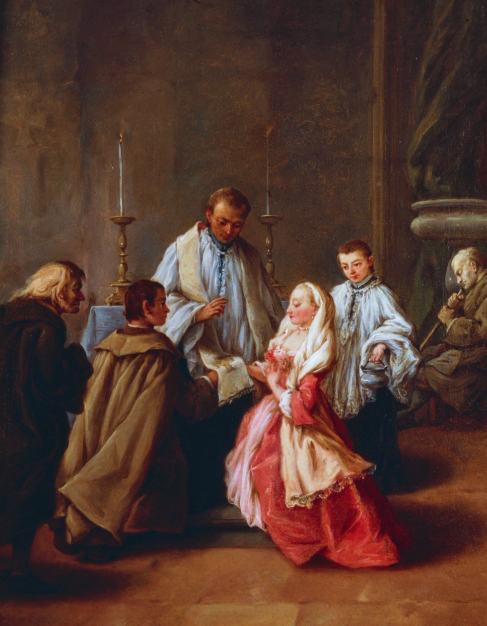 Sedm svátostí: Manželství, před 1755-57, Pietro Longhi (1701-1785), olej na plátně, 61x50 cm. od Pietro Longhi