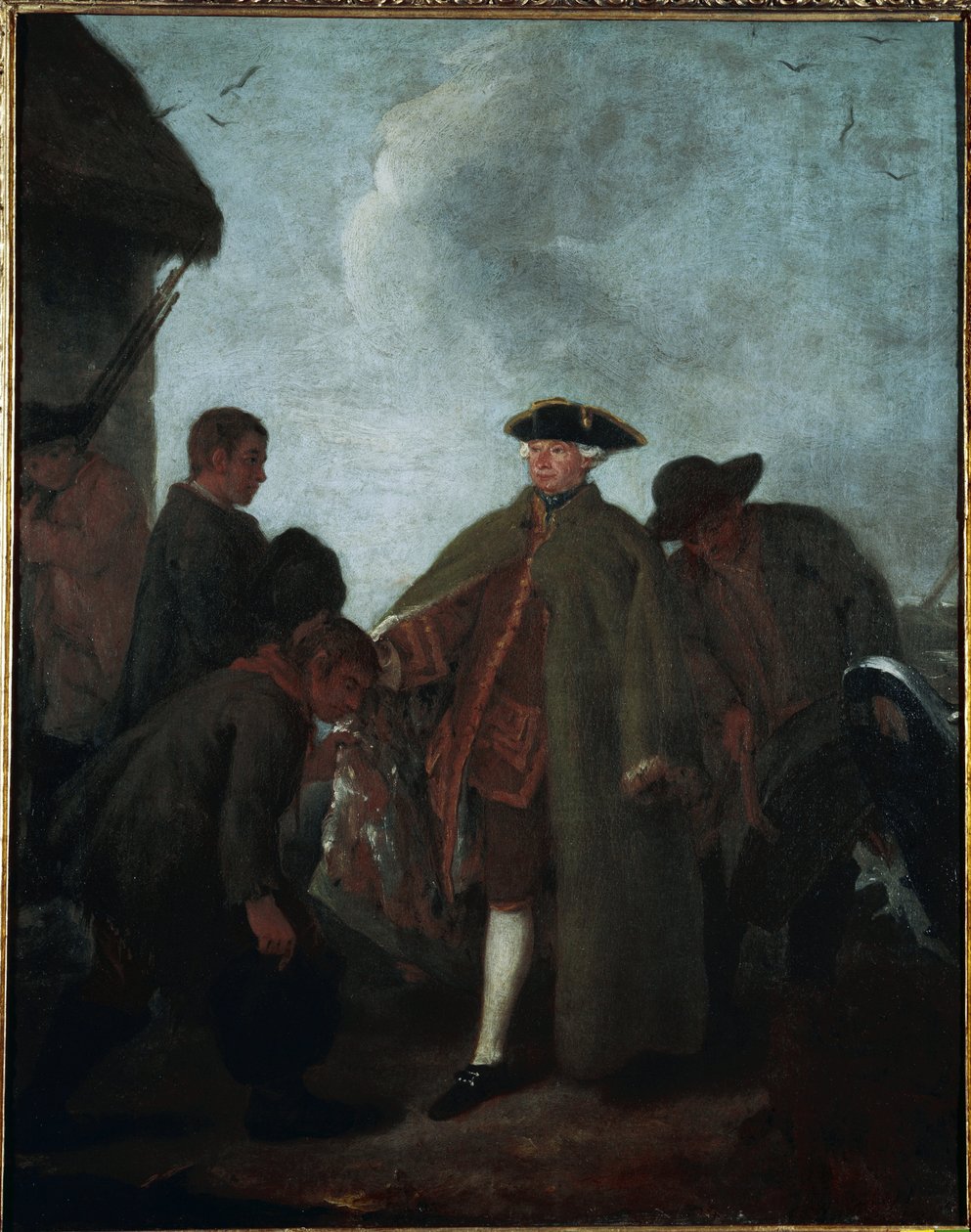 Lov v údolí: Příjezd mistra (La caccia in valle: Arrio del padrone) - Malba Pietra Longhiho (1702-1785), olej na plátně, 62x50 cm od Pietro Longhi