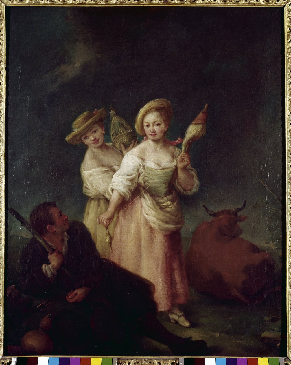 Přadleny (The filatrici) - Malba Pietra Longhiho (1702-1785), olej na plátně, 60x49 cm, kolem roku 1760. Benátky, nadace Querini Stampalia. od Pietro Longhi