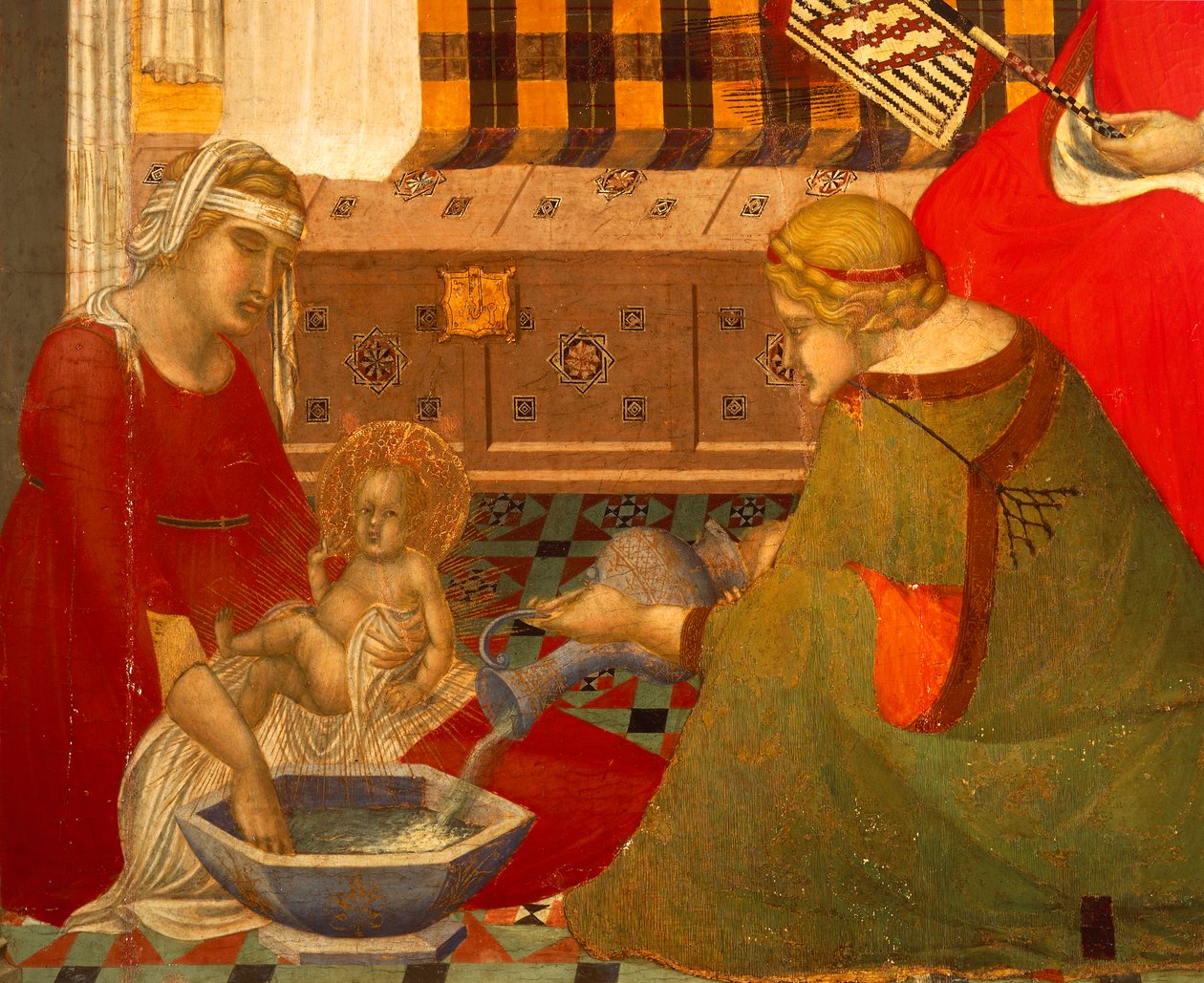 Narození Panny Marie, detail z Triptychu Narození Panny Marie od Pietra Lorenzettiho (kolem 1280-1348), tempera na dřevě od Pietro Lorenzetti
