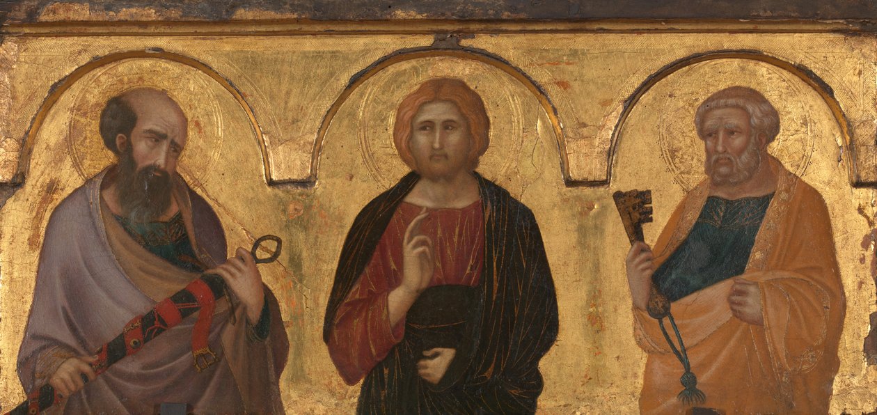Kristus mezi svatými Pavlem a Petrem, asi 1320 (malba) od Pietro Lorenzetti