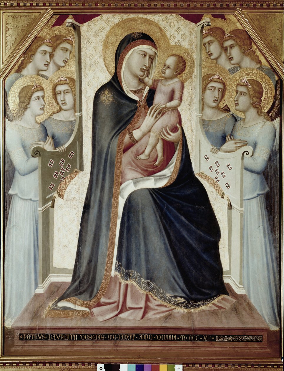 Madonna a dítě na trůnu s anděly (tempera na dřevě od Pietro Lorenzetti