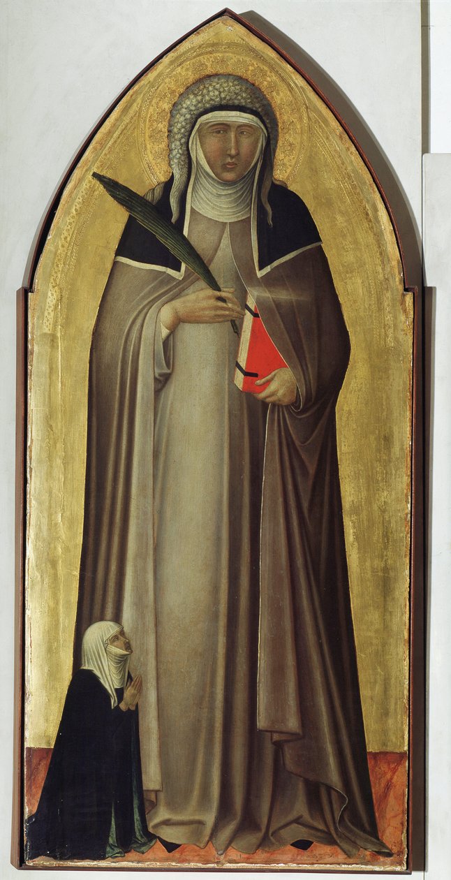 Polyptych života Beaty Umilty (detail Beaty) - Detrempe na dřevě od Pietro Lorenzetti