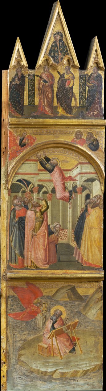 Der heilige Johannes der Evangelist auf Patmos, seine Himmelfahrt od Pietro Lorenzetti
