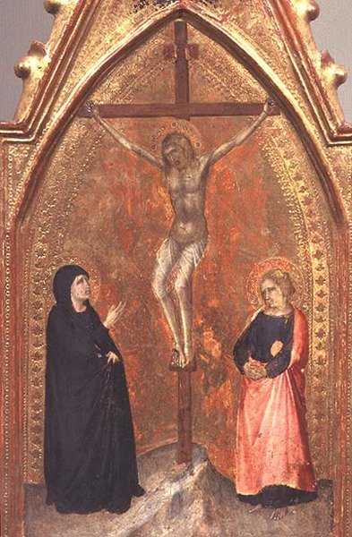 Ukřižování s Pannou Marií a Janem Teologem, kolem roku 1330 (tempera na panelu) od Pietro Lorenzetti
