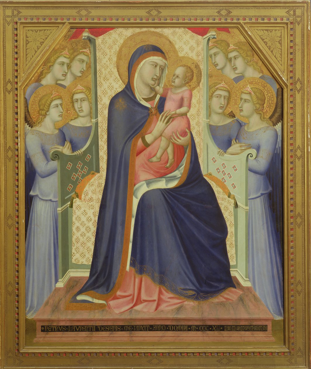 Panna s dítětem na trůně s anděly, 1340 (tempera na desce) od Pietro Lorenzetti