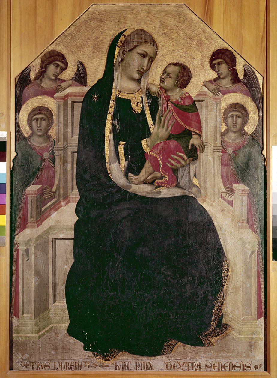 Panna na trůnu s Ježíškem (Maesta di Cortona) (tempera a zlatý list na dřevě od Pietro Lorenzetti