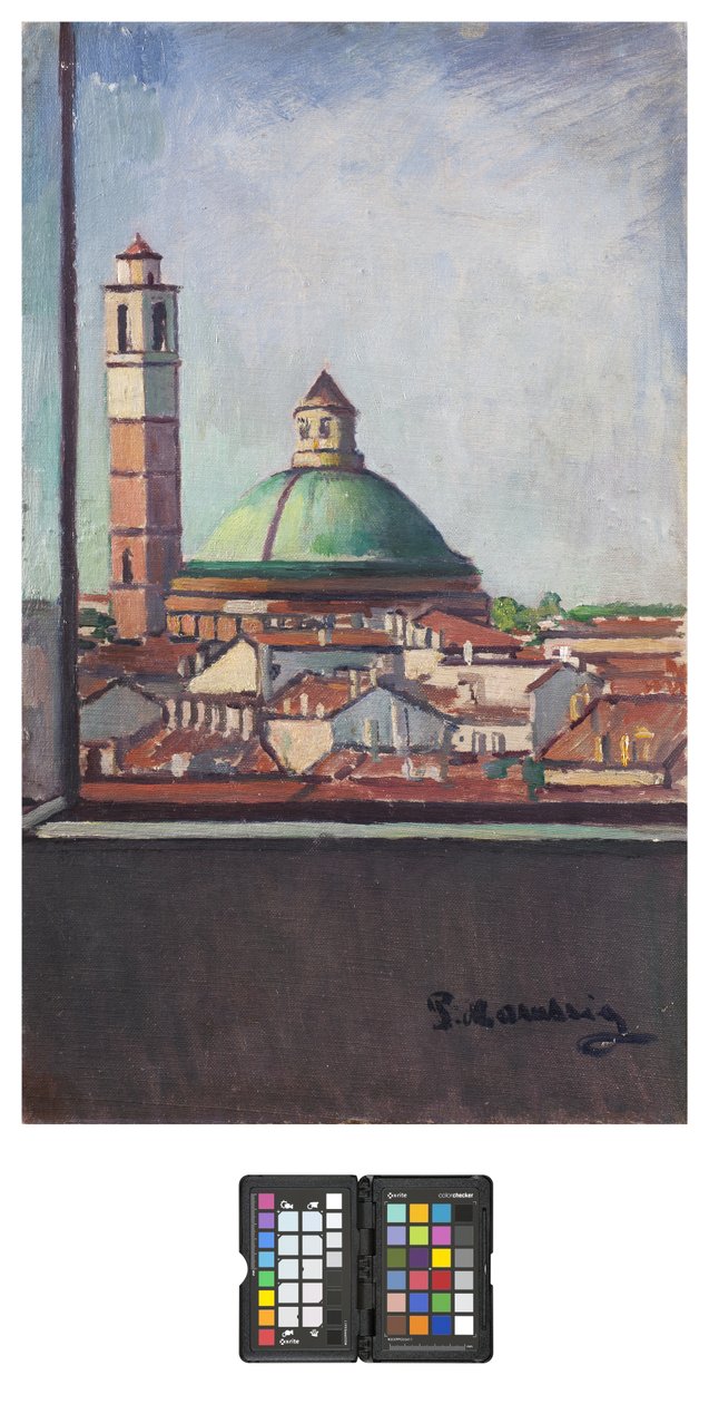 San Carlo Dome v Miláně, 1928 (olej na plátně) od Pietro Marussig