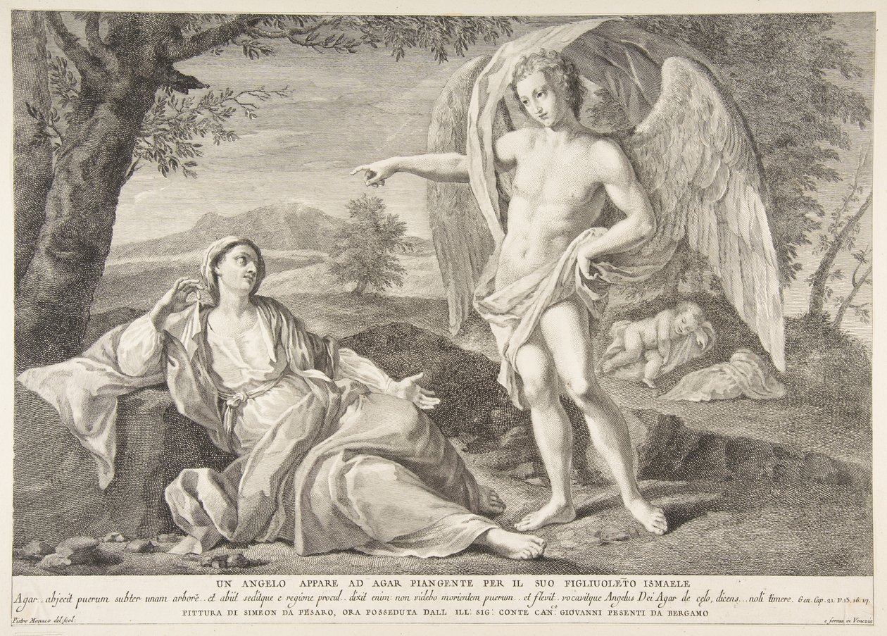 Anděl zjevující se Hagar, 1727-72. od Pietro Monaco