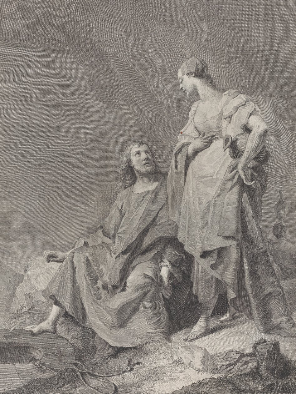 Kristus a žena Samaří u studny, ze série 112 tisků posvátného..., 1743-63 od Pietro Monaco