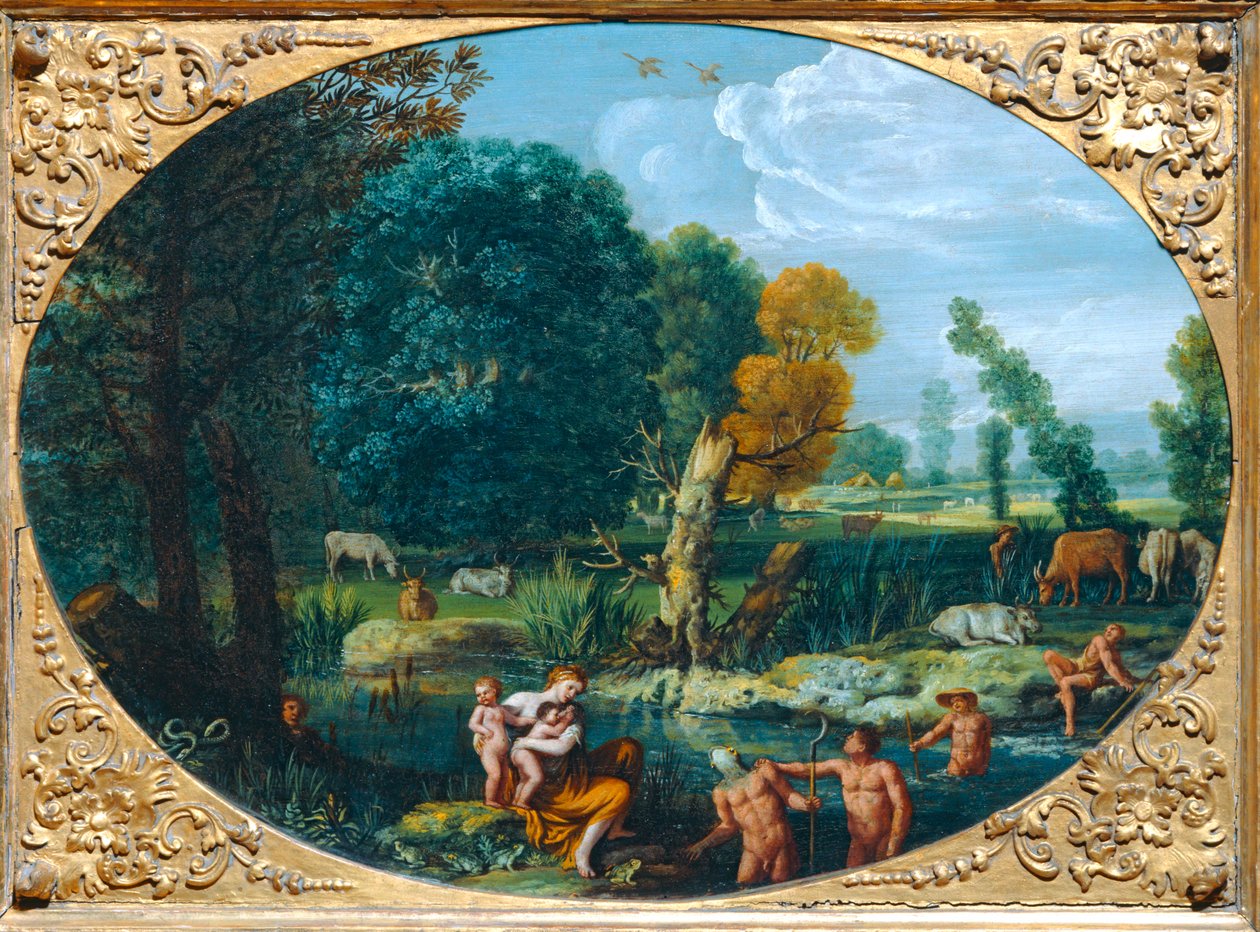 Latone metamorphosant les paysans de Lycie en grenouilles - Latone proměňuje lykijské zemědělce v žáby ... od Pietro Paolo Bonzi