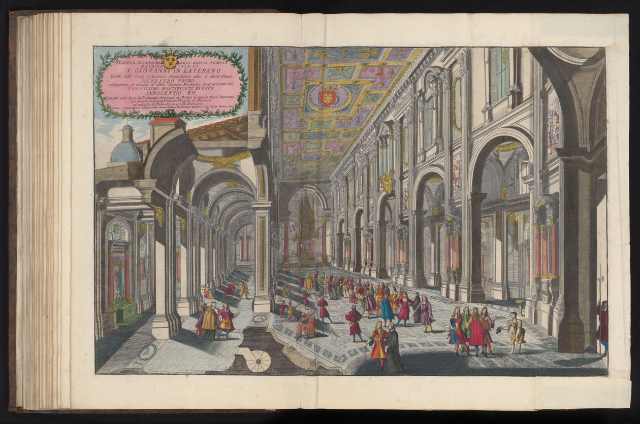 Gezicht in het interieur van de Sint-Jan van Lateranen te Rome Pohled na posvátný prostor Lateránské baziliky (...) (nadpis na objektu) od Pietro Paolo Girelli