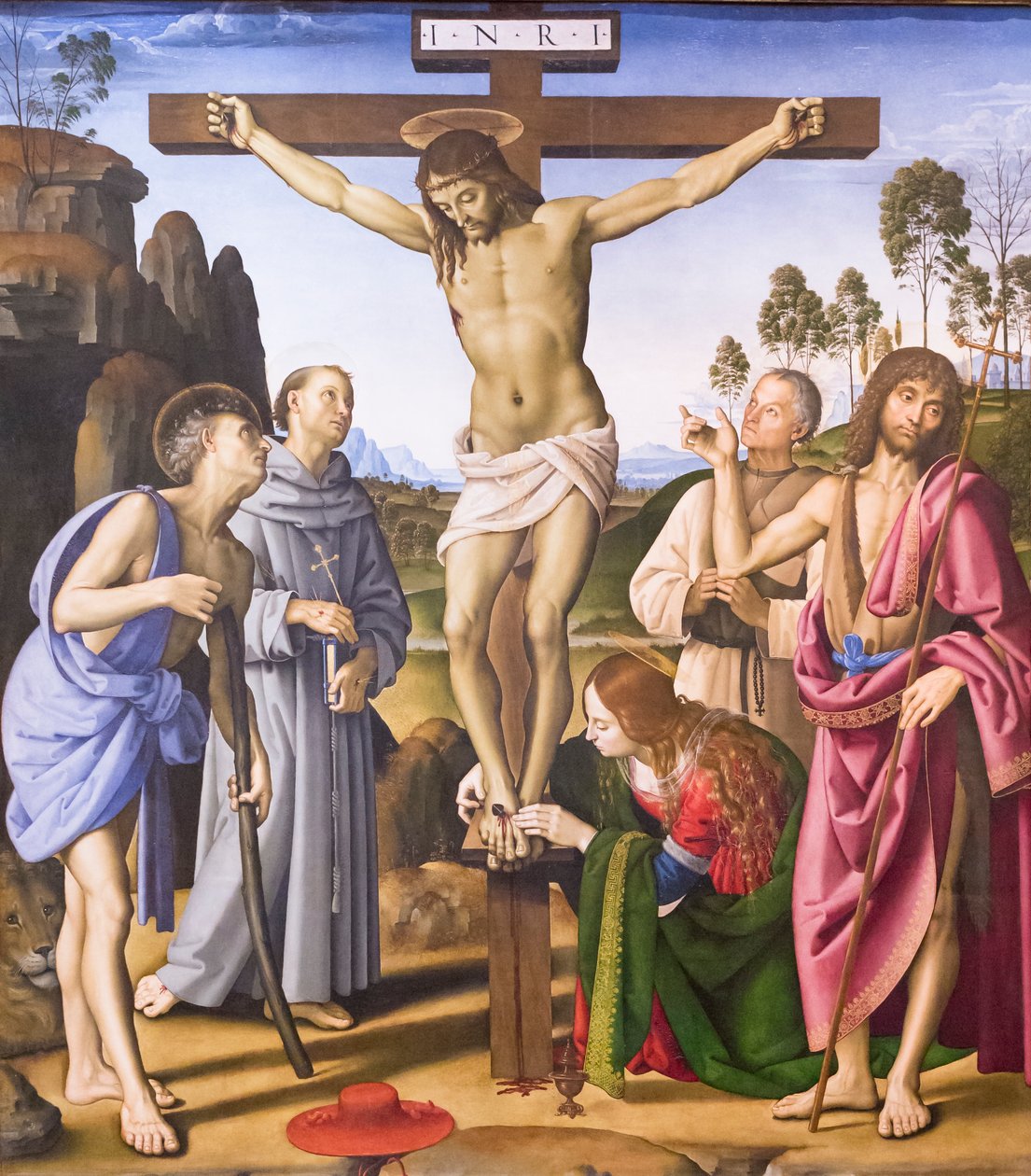 Ukřižování se světcem a blahoslaveným Giovanni Colombinim od Pietro Perugino
