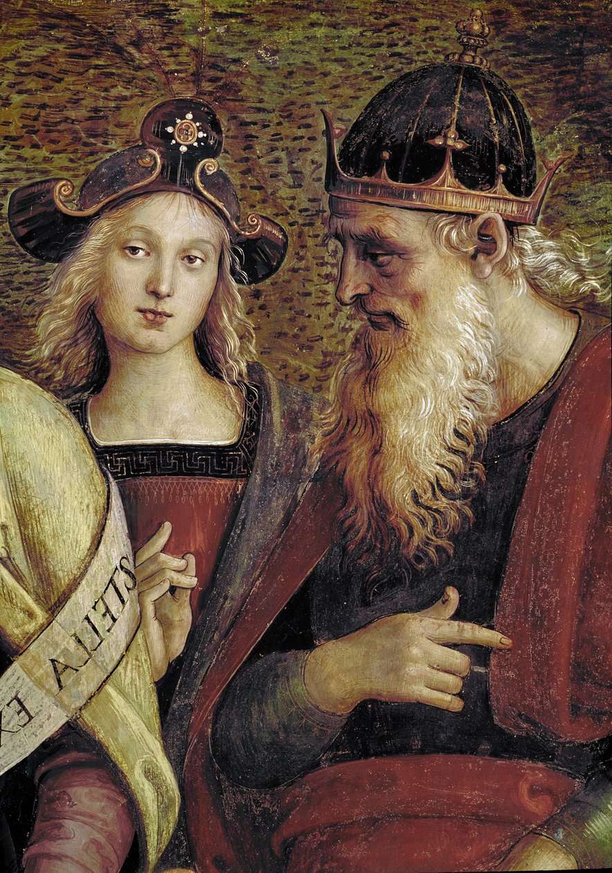 David, detail Věčného otce obklopuje proroky a Sibyly (freska od Pietro Perugino