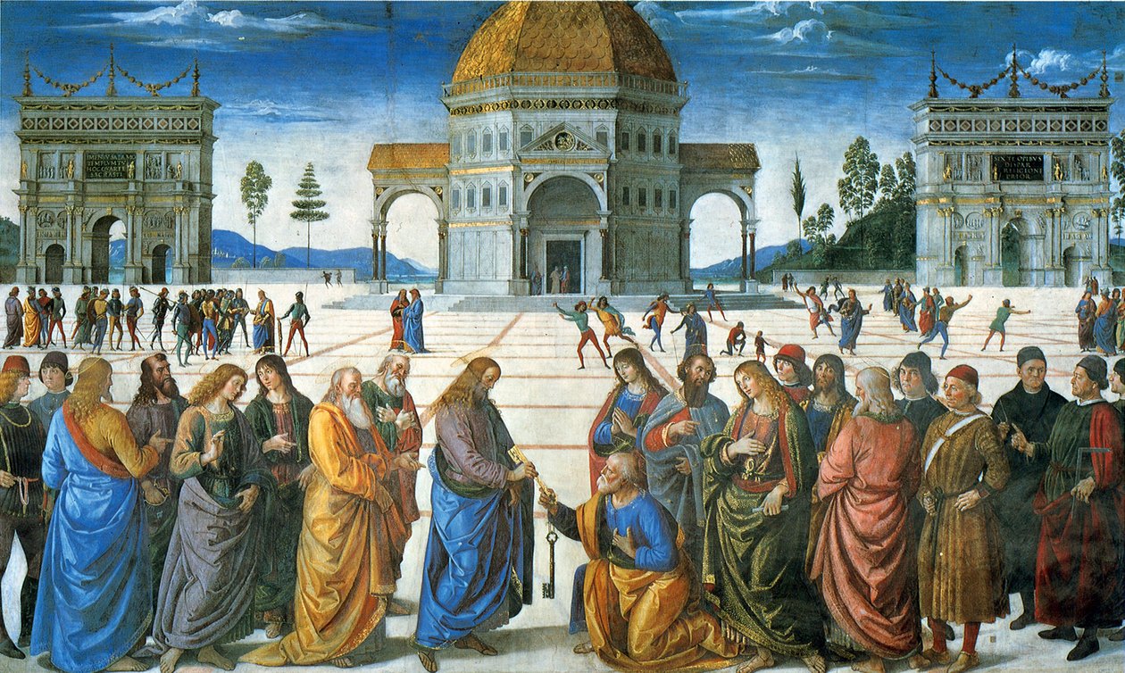 Doručení klíčů Svatému Petrovi, 1481 od Pietro Perugino