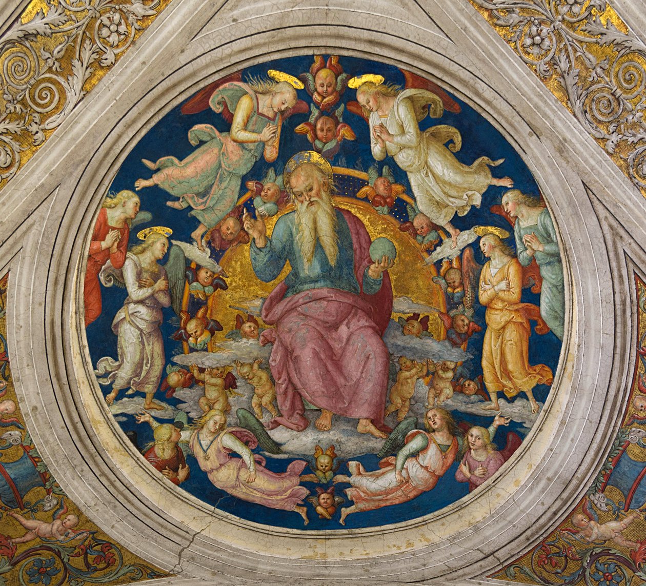 Bůh Otec s anděly ze Stanza dellincendio di Borgo od Pietro Perugino