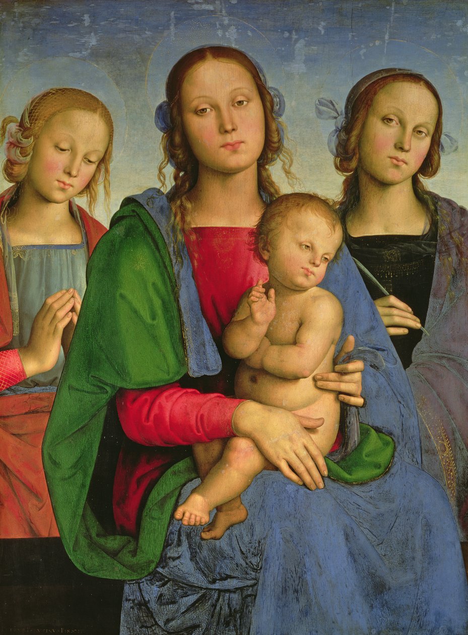 Madona s dítětem se sv. Kateřinou a sv. Rosou, 1493 (olej na plátně na desce) od Pietro Perugino