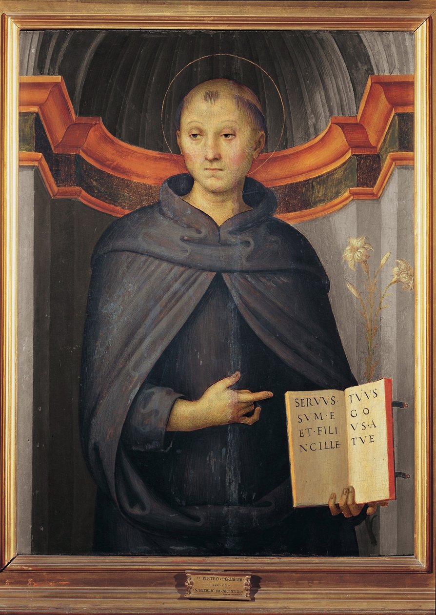Nicolas de Tolentino (1245-1305) - Svatý Mikuláš z Tolentina par Perugino (asi 1450-1523). Olej na plátně, rozměr: 79x62, Palazzo Barberini, Řím od Pietro Perugino