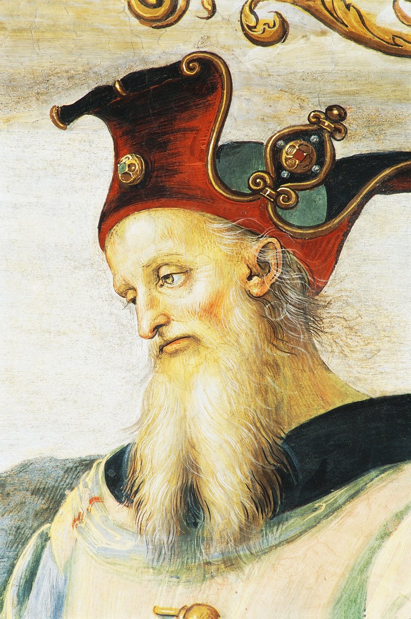 Pericles, Perugino (asi 1450-1523), freska, Audienční sál, Collegio del Cambio (College of Change), Priors Palace, Perugia, Umbria, Itálie od Pietro Perugino
