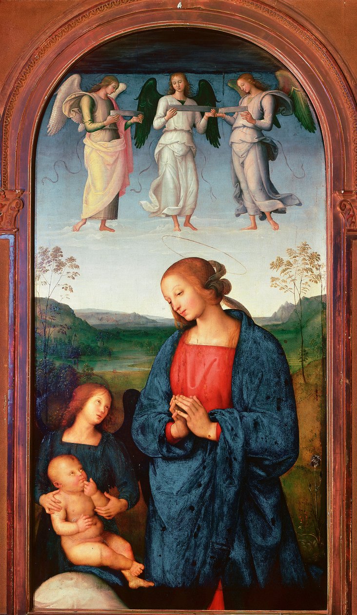 Polyptik z Chartreuse z Pavie: „“Madona má dítě a tři anděly““ Malba Pietra Vannucciho dit il Perugino (Perugin od Pietro Perugino