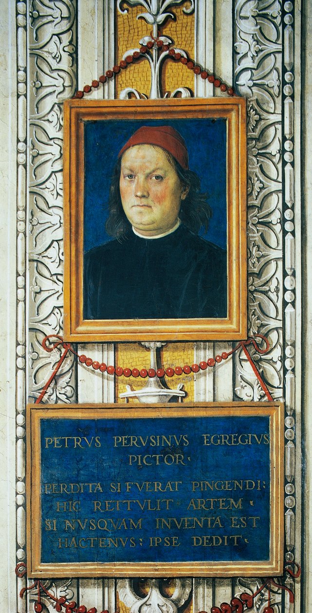 Autoportrét a titulní razítko od Pietro Perugino