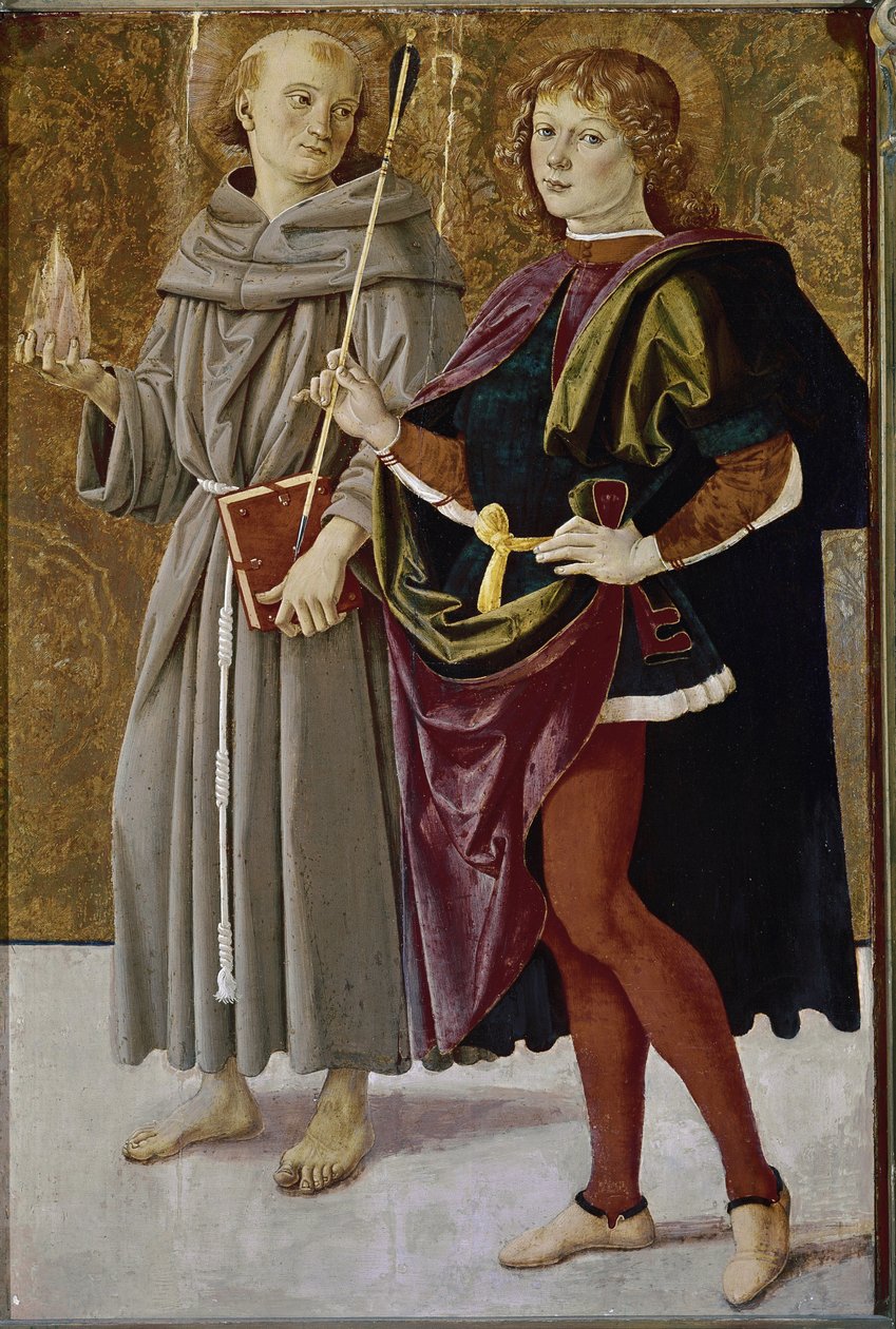 Sv. Bernardin z Feltre a sv. Šebestiána (tempera na dřevě, kolem 1476) od Pietro Perugino