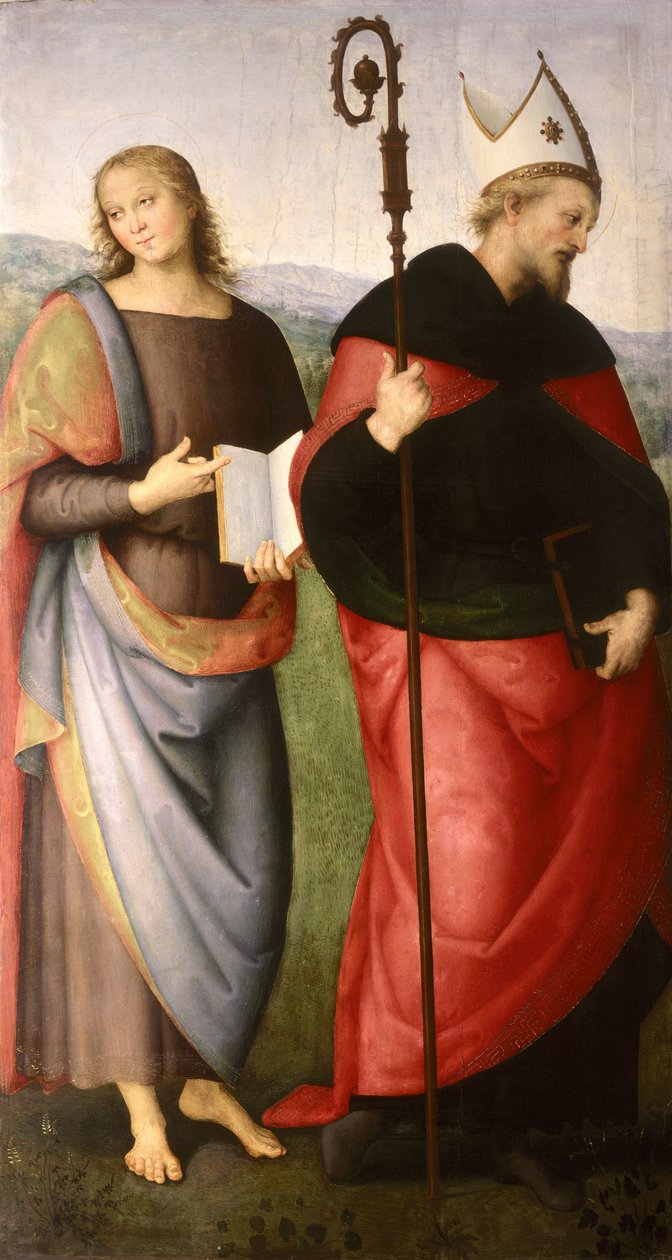 Svatý Jan Evangelista a svatý Augustin z Hippo, asi 1502-21 od Pietro Perugino