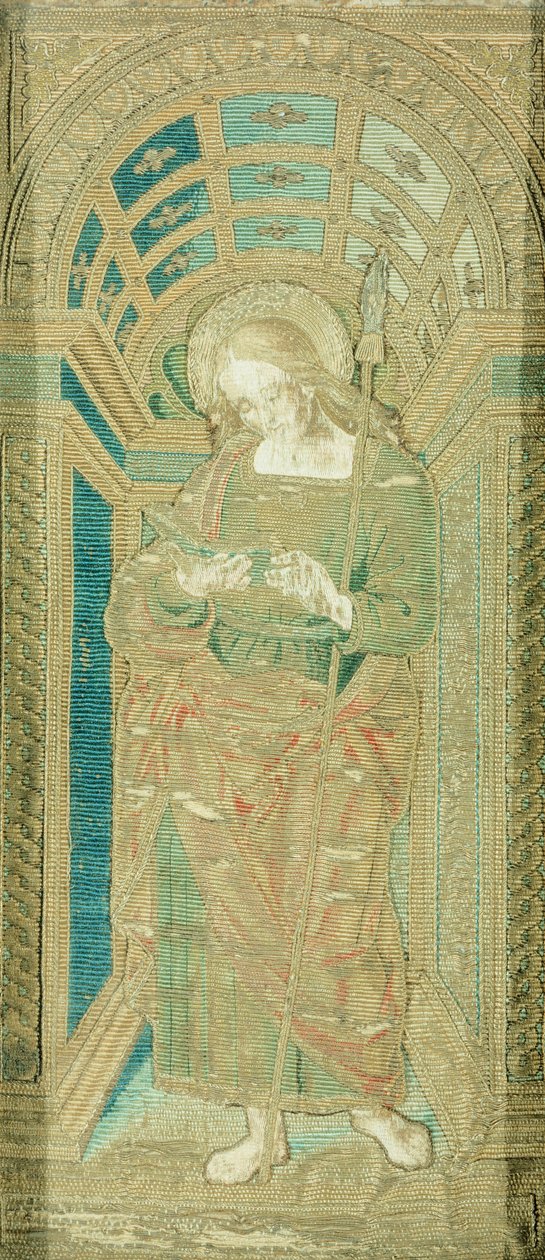 Svatý Jan Evangelista, od Pietra Perugina (asi 1450-1523), výšivka hedvábím, zlatem a stříbrem od Pietro Perugino