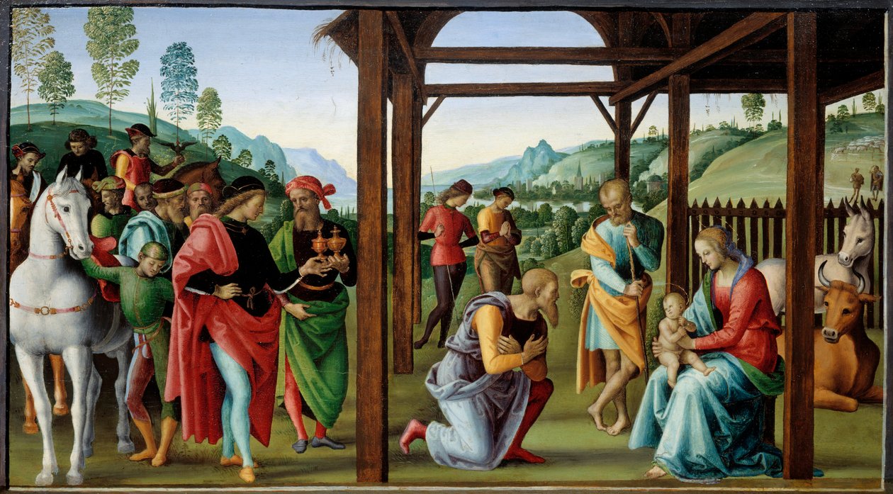 Obraz Klanění tří králů od Pietra Vannucciho od Il Perugina (Perugin od Pietro Perugino
