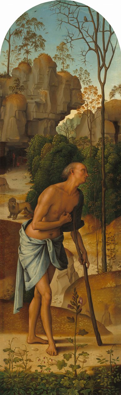Ukřižování s Pannou Marií, svatým Janem, svatým Jeronýmem a svatou Marií Magdalenou [levý panel] od Pietro Perugino
